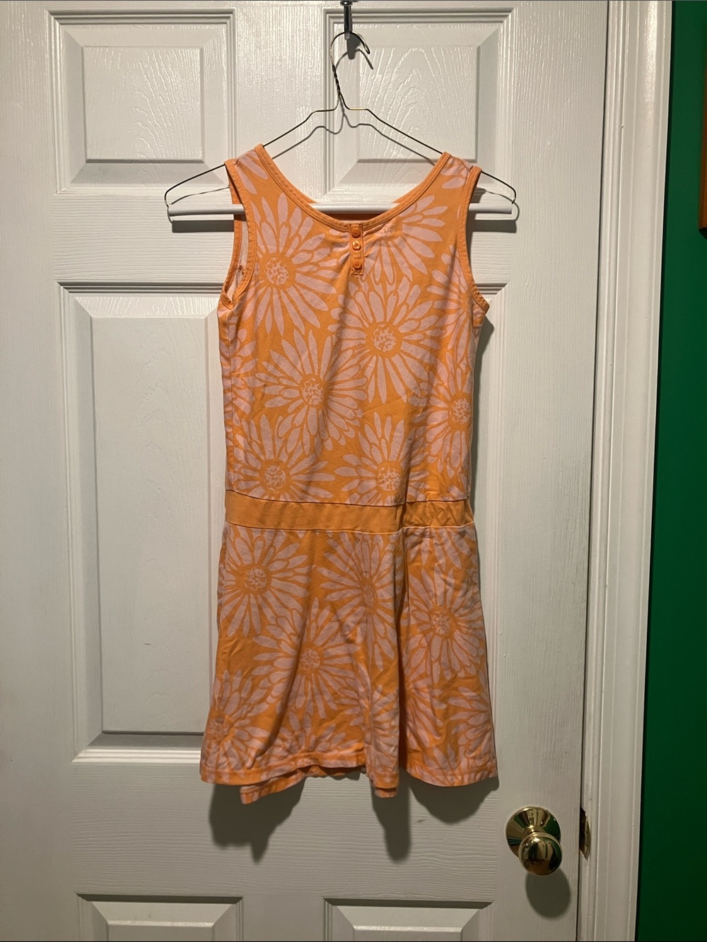 Ll bean 10/12 orange lavender girls cotton sleeveless dress